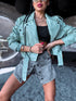 Crop faux leather jacket MU03 - pistachio green